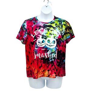 Halloween Pumpkin Graphic T-Shirt Womens Sz XL Tee Short Sleeve Top Tie Dye NEW